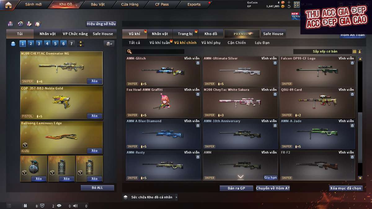 shop acc cf uy tin gia re